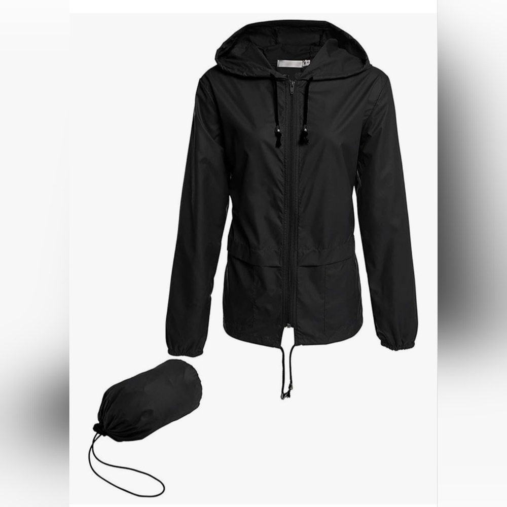 M Women Lightweight Black Raincoat NWT